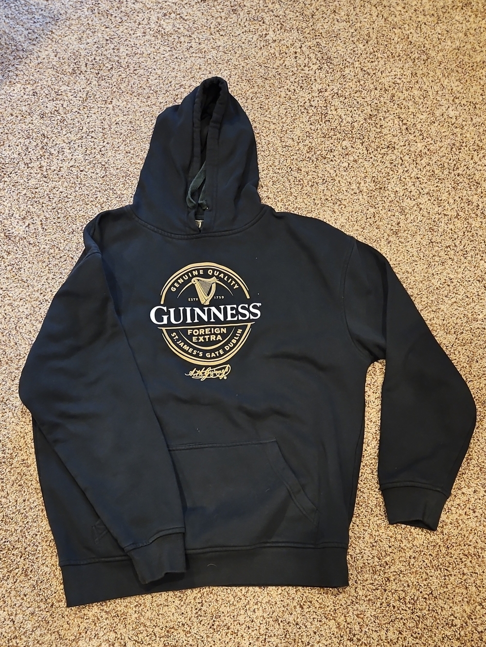 Guinness Black Hoodie with Gold & White Crest